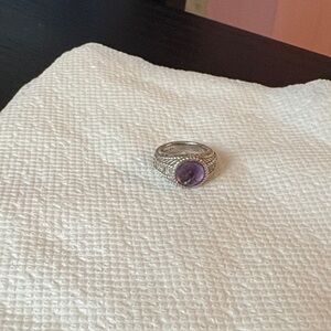 Judith Ripka Silver Ring with Purple Amethyst Cabochon